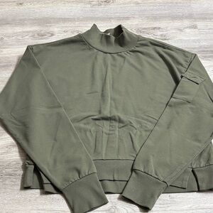 all in motion Olive Green Cropped Mock Neck Sweatshirt